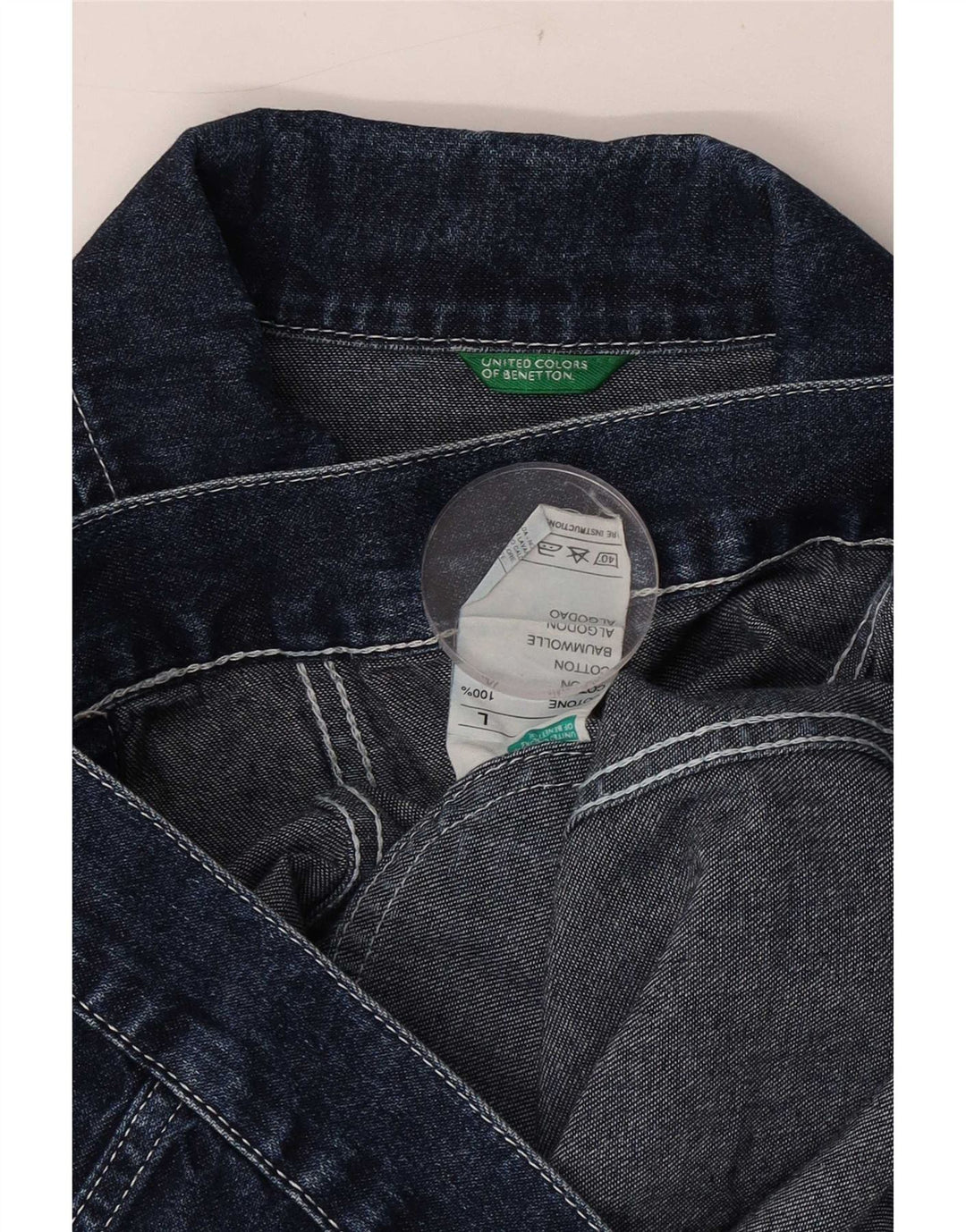 Benetton Chaqueta Vaquera Mujer UK 40 Large Algodón Azul