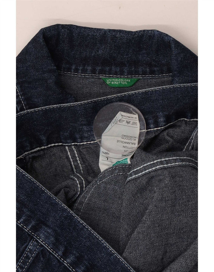 Benetton Chaqueta Vaquera Mujer UK 40 Large Algodón Azul