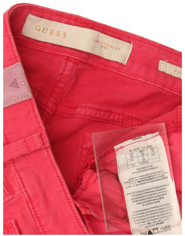 GUESS Pantalones informales ajustados para mujer W29 L28 Algodón rosa