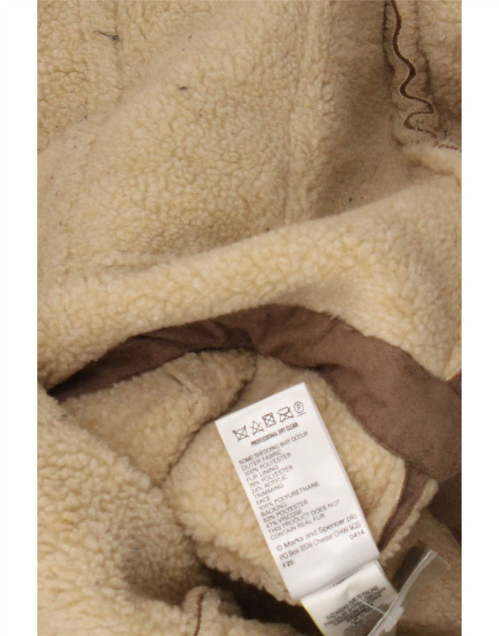 Marks & Spencer Chaqueta Sherpa para Mujer UK 46 Grande Poliéster Marrón