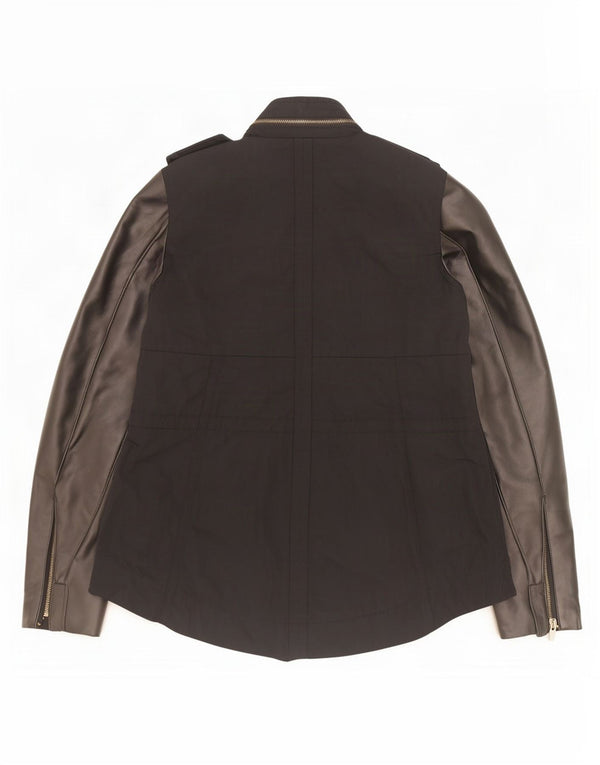 Zara Mujer Chaqueta Militar Con Capucha UK 6 XS Poliuretano Negro