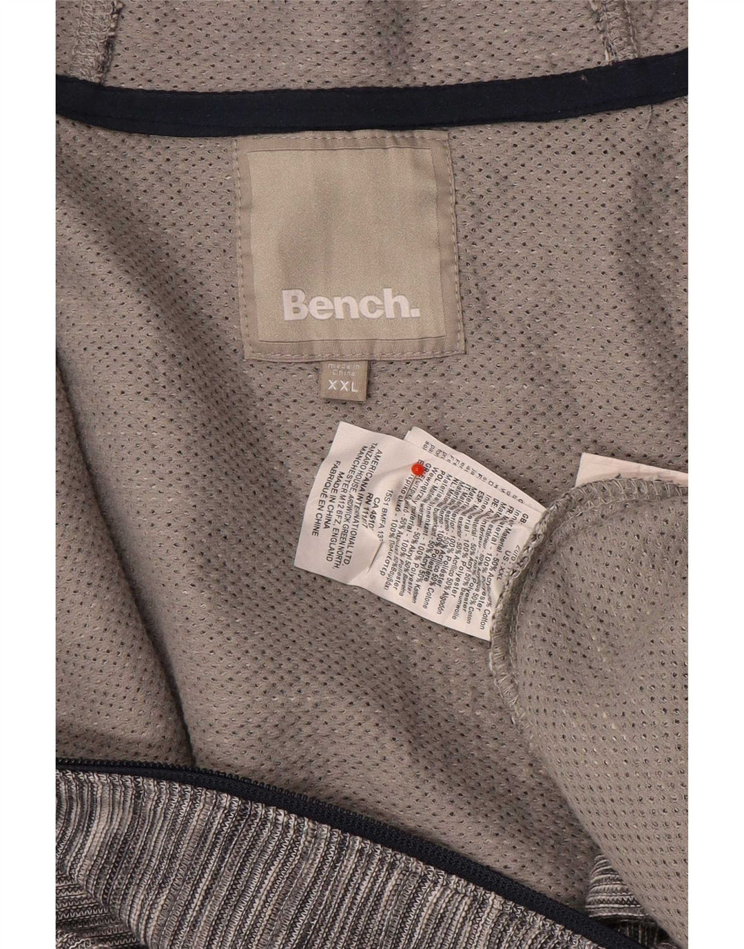 Bench Suéter con capucha y cremallera para hombre 2XL Acrílico moteado gris