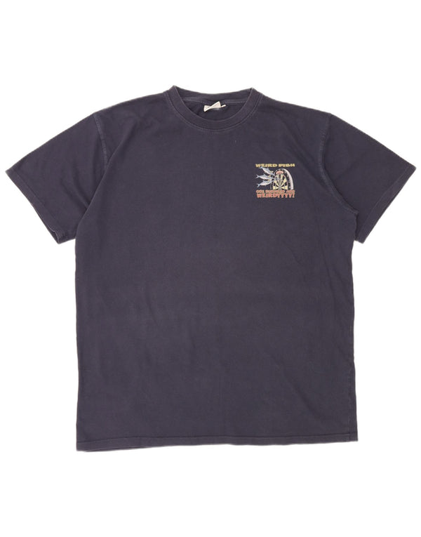 WEIRD FISH Camiseta gráfica para hombre Top XL Azul marino Algodón