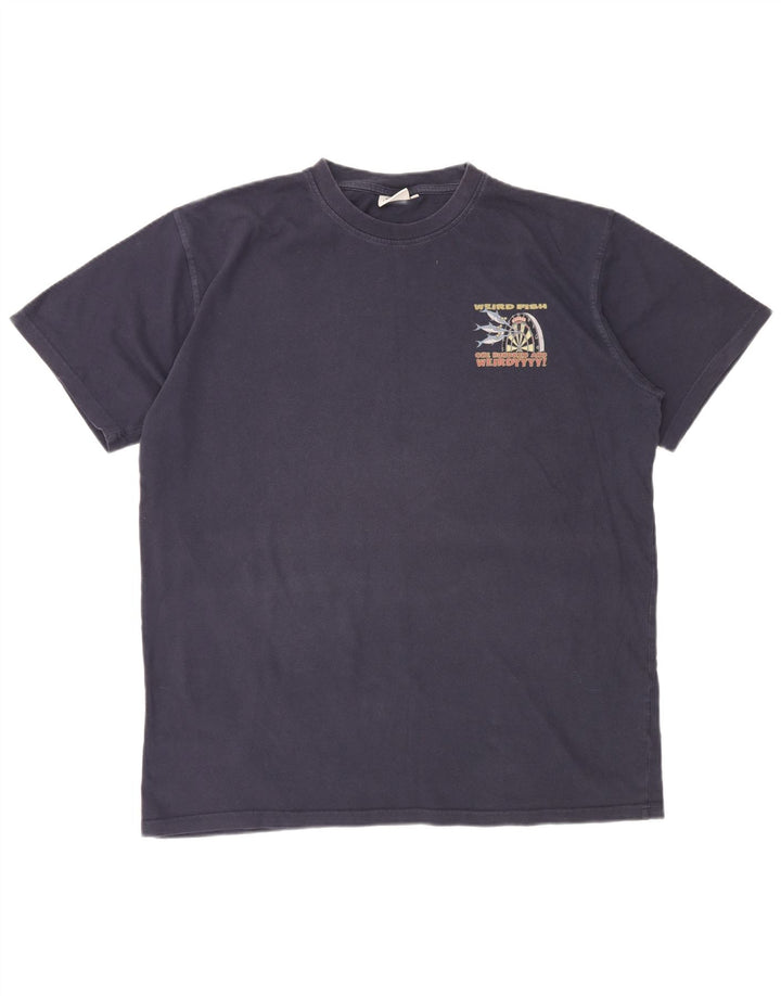 WEIRD FISH Camiseta gráfica para hombre Top XL Azul marino Algodón