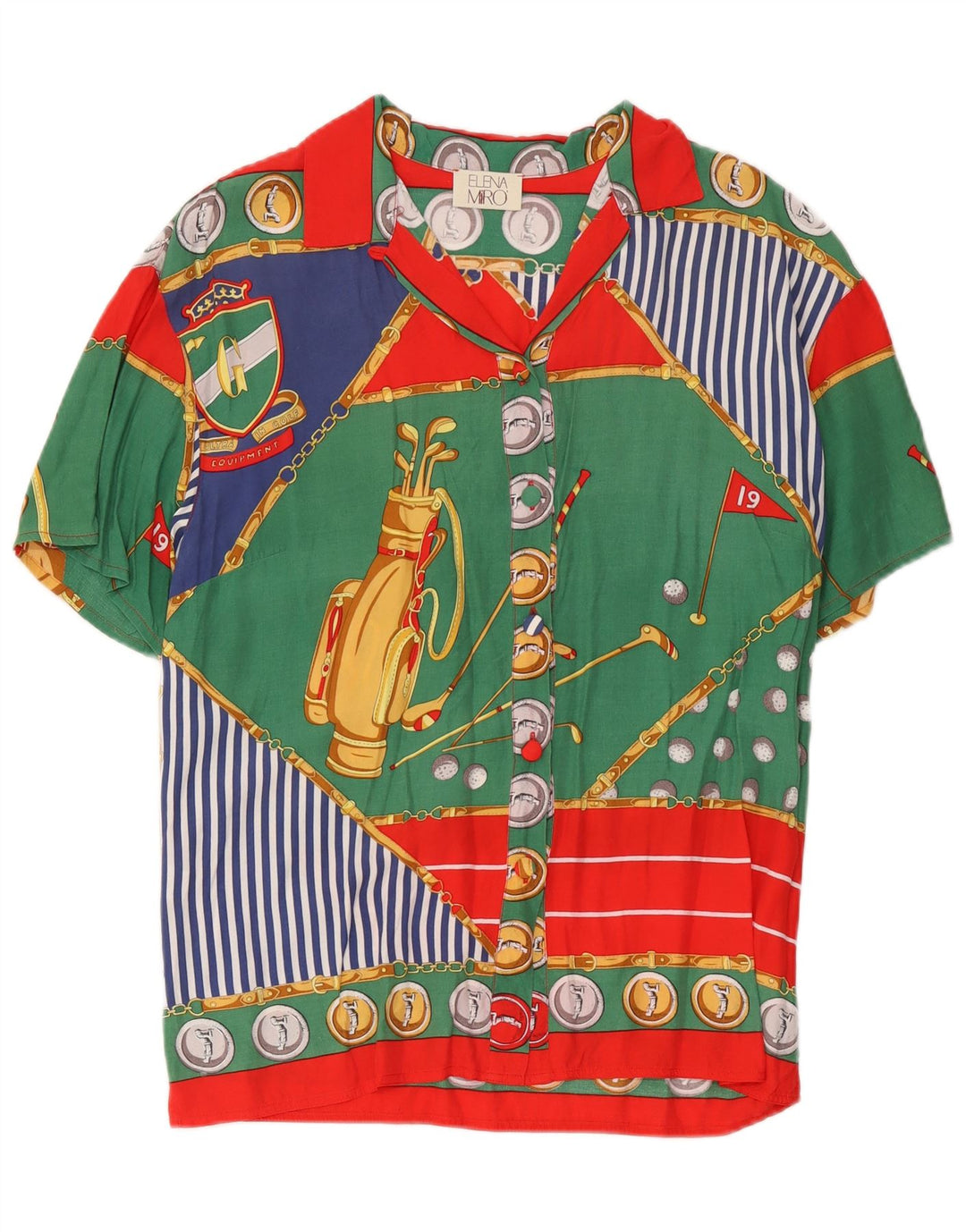 ELENA MIRO Blusa camisera con estampado abstracto para mujer UK 40 Mediana Multicolor