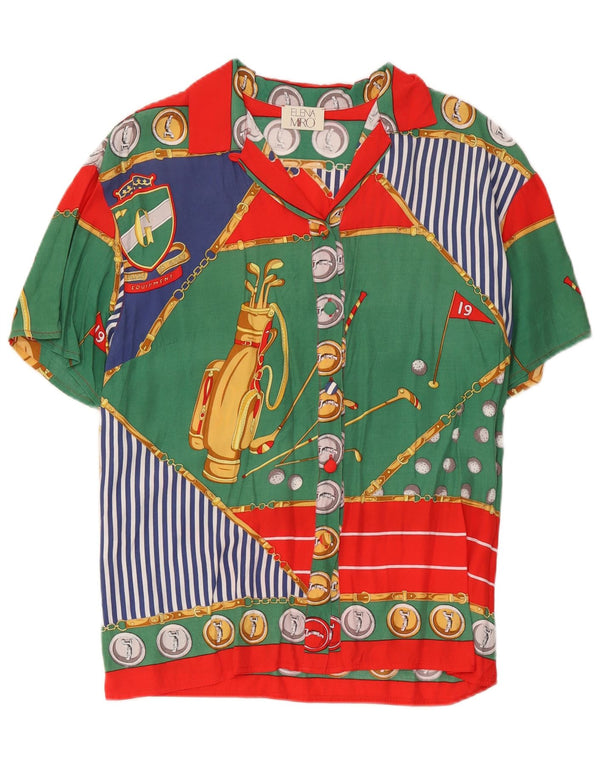 ELENA MIRO Blusa camisera con estampado abstracto para mujer UK 40 Mediana Multicolor