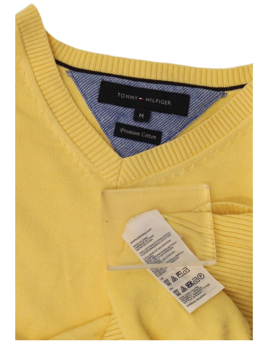 Tommy Hilfiger Jersey con Cuello en V para Hombre de algodón Amarillo Medio