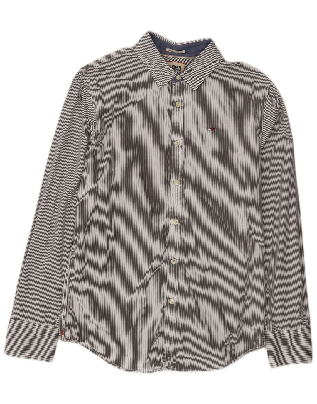 Camisa Tommy Hilfiger para hombre pequeña de algodón a rayas azul marino