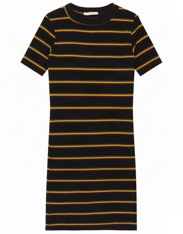 Zara Womens Trafaluc T-Shirt Dress UK 8 Small Black Striped Polyester