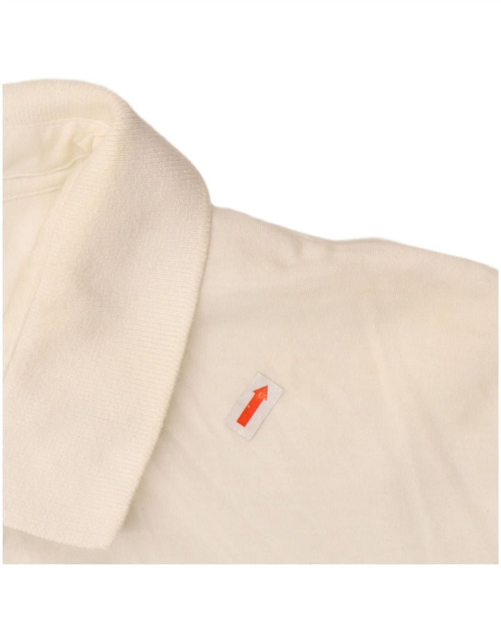FRENCH CONNECTION Polo para hombre grande de algodón blanco roto