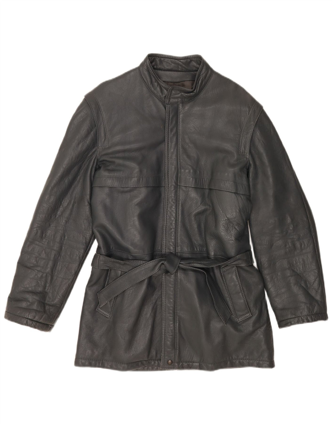 Chaqueta de cuero vintage para hombre IT 48 cuero gris medio