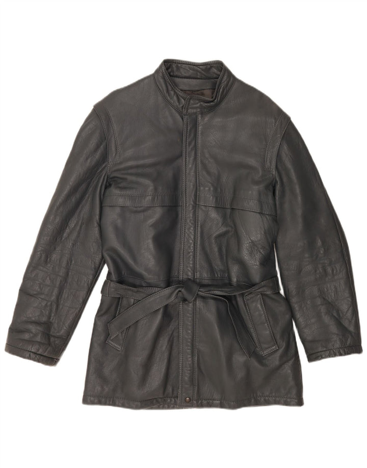 Chaqueta de cuero vintage para hombre IT 48 cuero gris medio