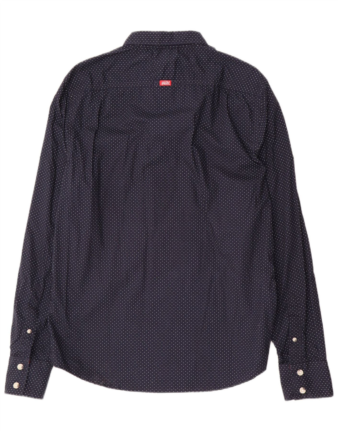 Camisa Superdry Hombre XL Algodón Manchado Azul Marino