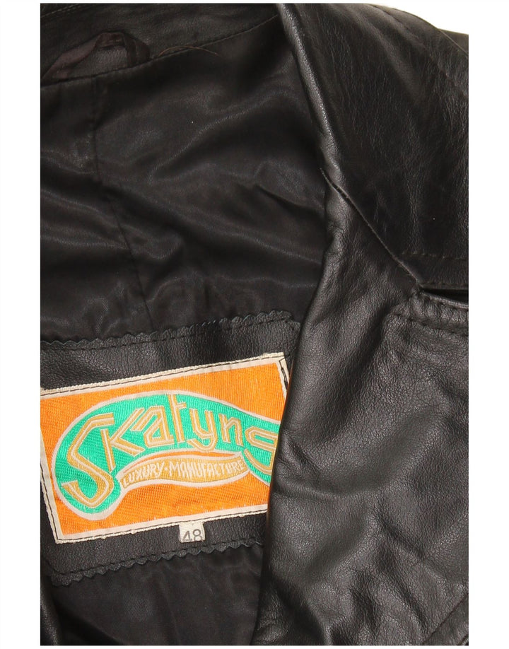 VINTAGE Abrigo de cuero para hombre IT 48 Cuero negro medio