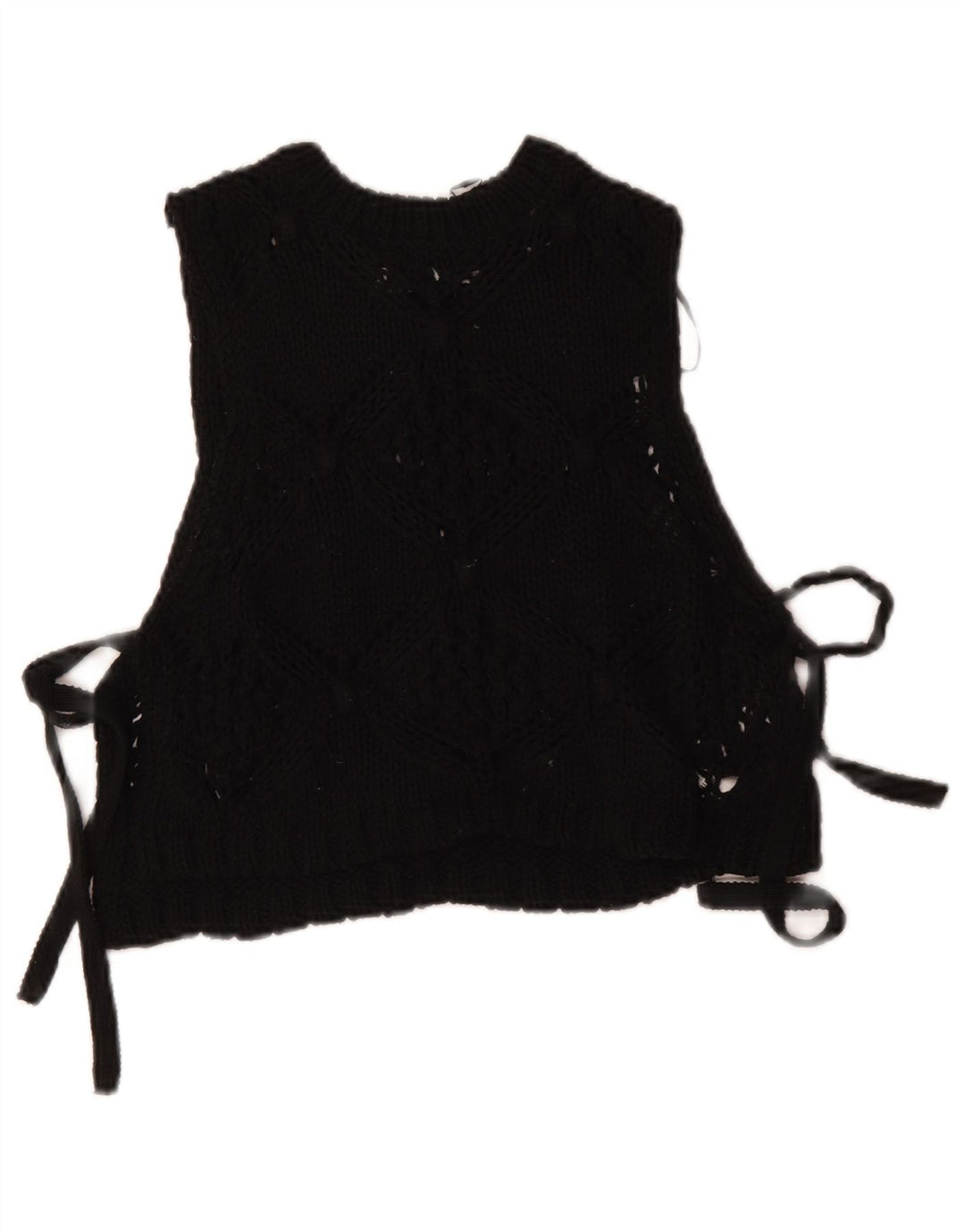 Zara Blusa Corta De Punto Sin Mangas para Mujer Top UK 10 Small Poliéster Negro
