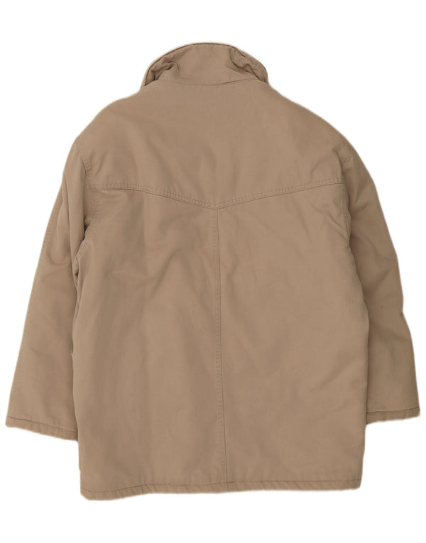 Vintage hombres con capucha Parka chaqueta Reino Unido 40 algodón beige grande