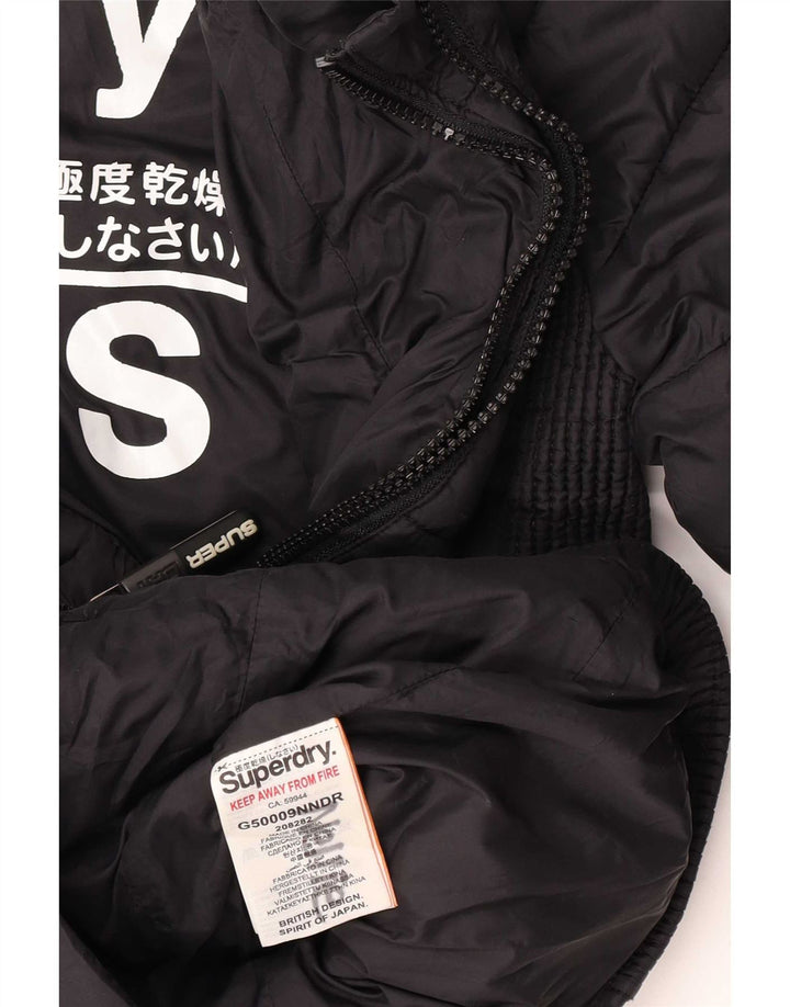 Superdry Mujer Chaqueta Acolchada Con Capucha UK 40 Small Nylon Negro