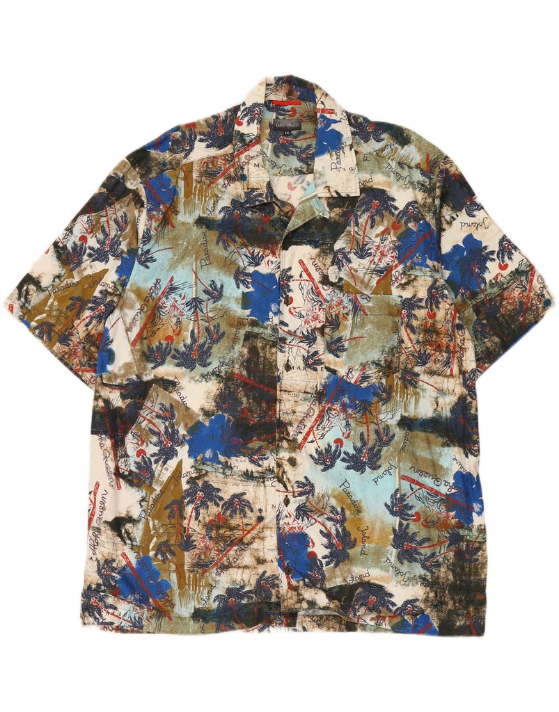 CARLO COLUCCI Mens Short Sleeve Shirt 2XL Multicoloured Cotton Hawaiian Vintage Carlo Colucci and Second-Hand Carlo Colucci from Messina Hembry 