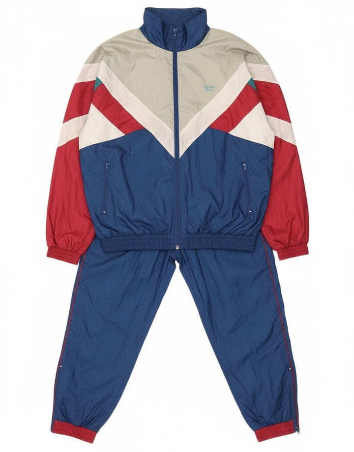 Chándal completo de gran tamaño vintage para hombre Bloque de color azul marino medio