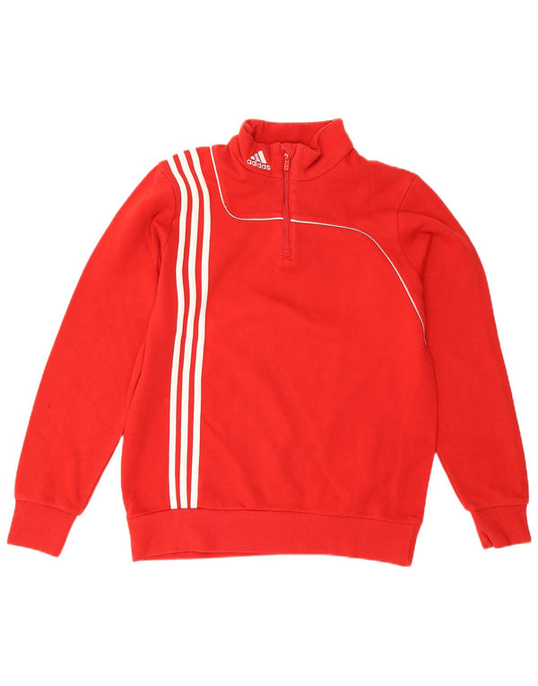 Adidas - Sudadera con cremallera y cuello para niño (15-16 años), color rojo, algodón