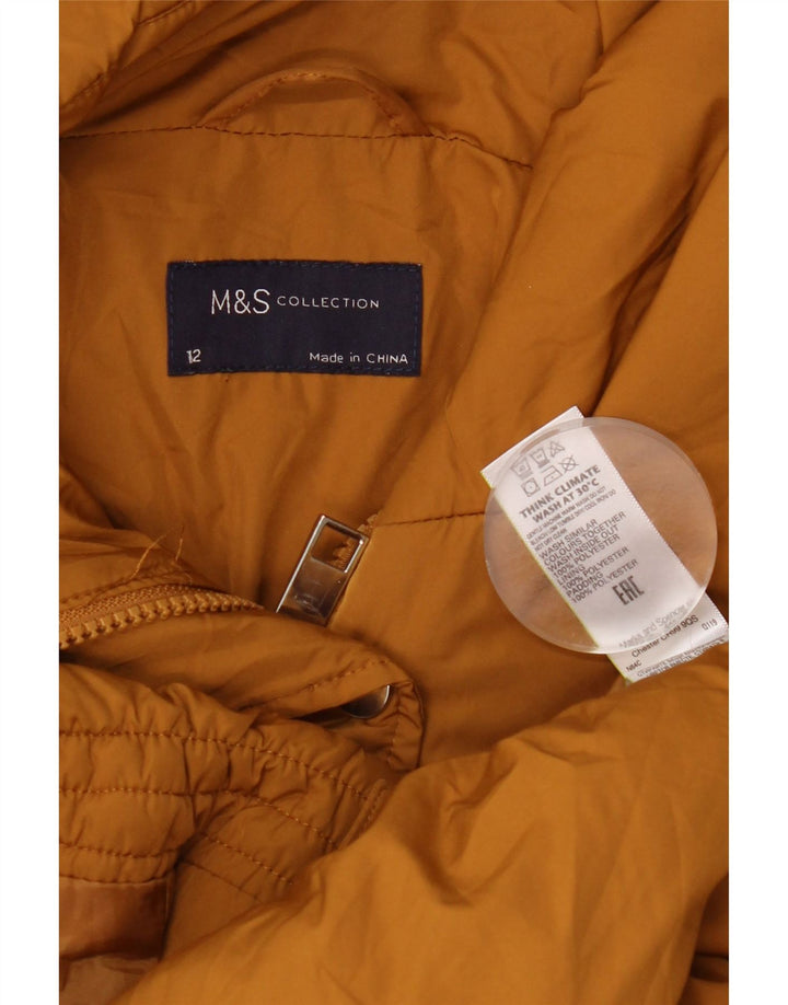 Marks & Spencer Chaqueta acolchada con capucha para mujer UK 12 Poliéster amarillo medio