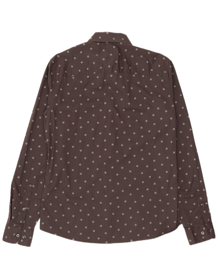 S.OLIVER Hombre Camisa Slim Fit De Algodón Con Motivos Gris Medio