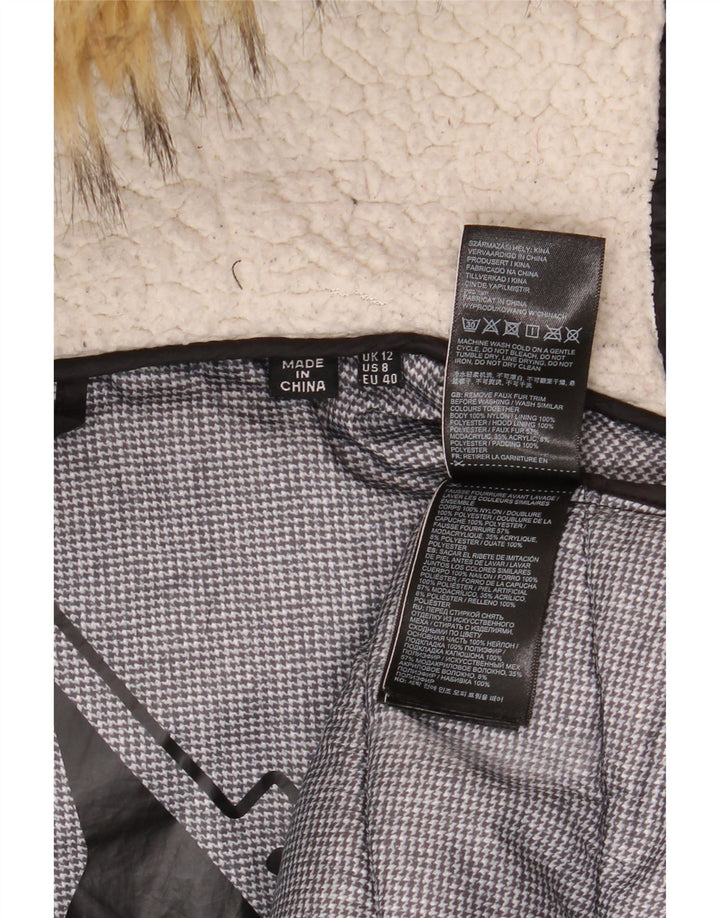 Superdry Abrigo acolchado con capucha para mujer, talla 48, nailon negro mediano