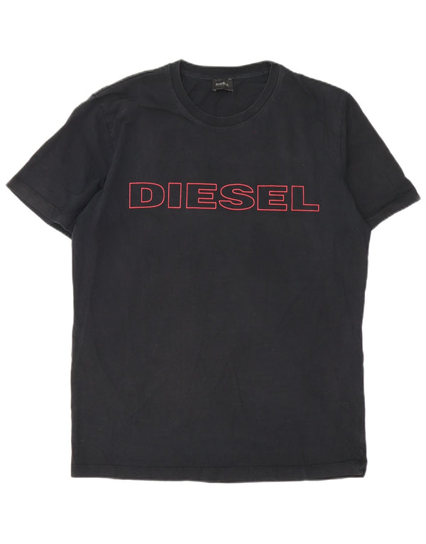 Diesel Hombre Camiseta Gráfica Top XL Algodón Negro