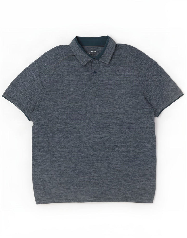 Under Armour Polo Heat Gear para hombre, poliéster moteado azul grande
