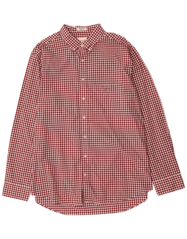 Camisa Gant Regular Fit para hombre Talla 47/48 19 3XL Algodón a cuadros color burdeos