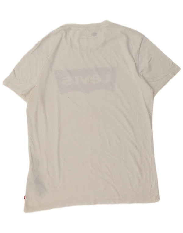 Levi's Camiseta gráfica de ajuste estándar para hombre Top grande de algodón blanco