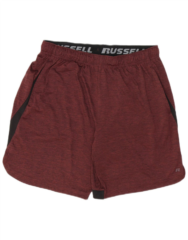 RUSSELL ATHLETIC Pantalones cortos deportivos Dri-Power para hombre con bloques de color granate mediano