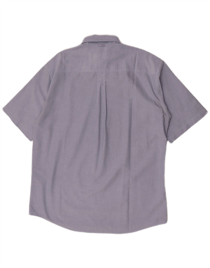 Camisa Timberland Hombre Manga Corta Azul Medio Algodón