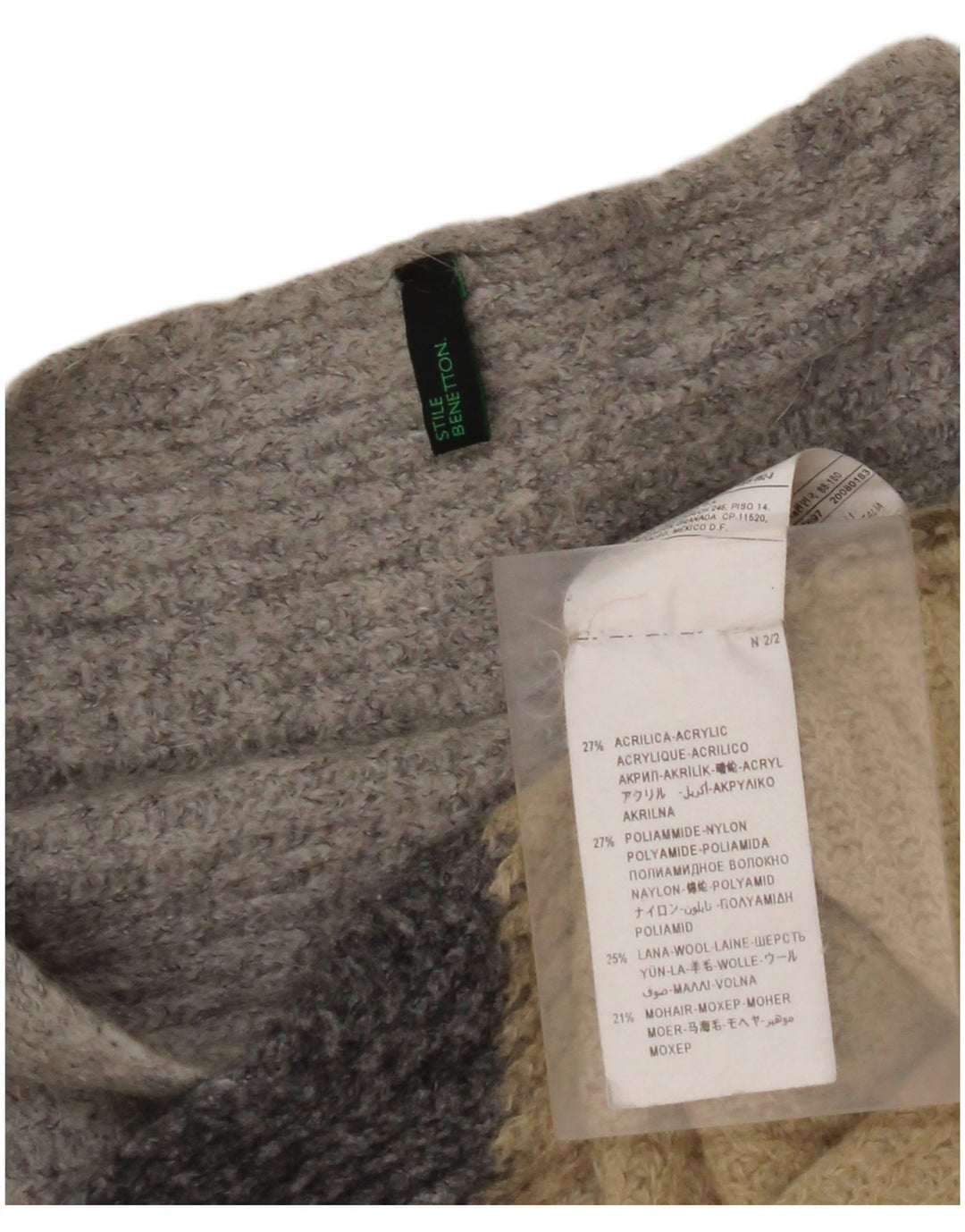 BENETTON Suéter tipo jersey con cuello barco para mujer UK 44 Mediano Multicolor