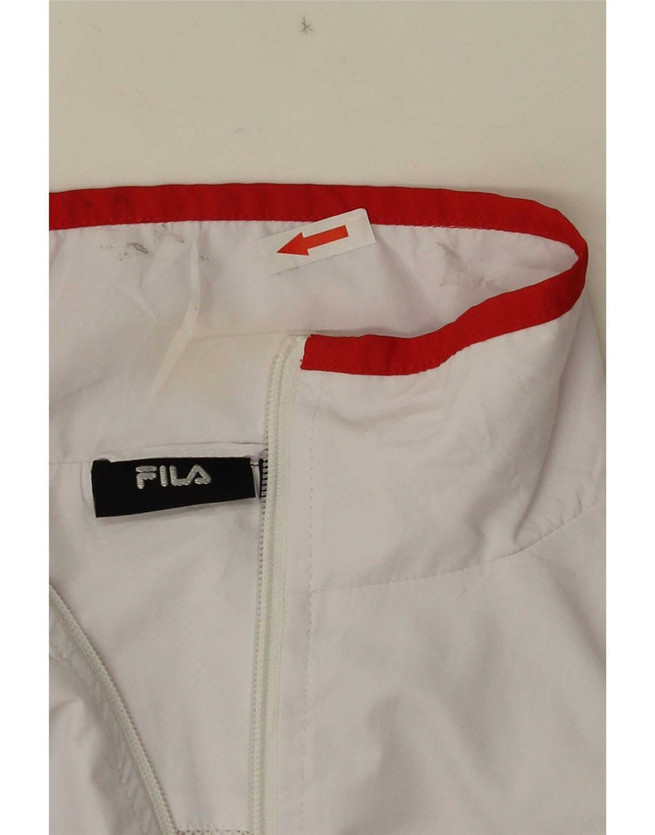 Fila Mujer Chándal Top Chaqueta UK 40 Grande Poliéster Blanco