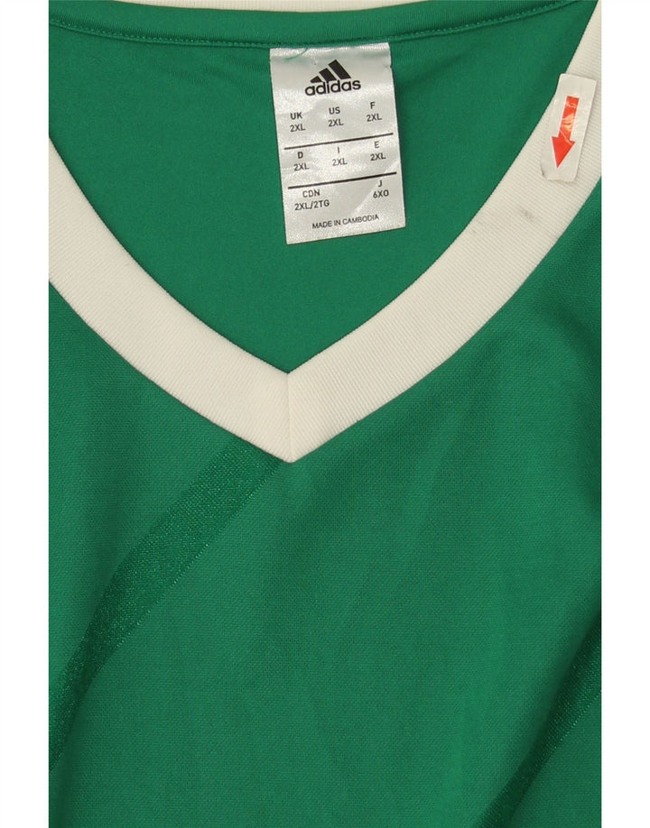 Adidas Mens Climalite Top manga larga 2XL poliéster a rayas verdes