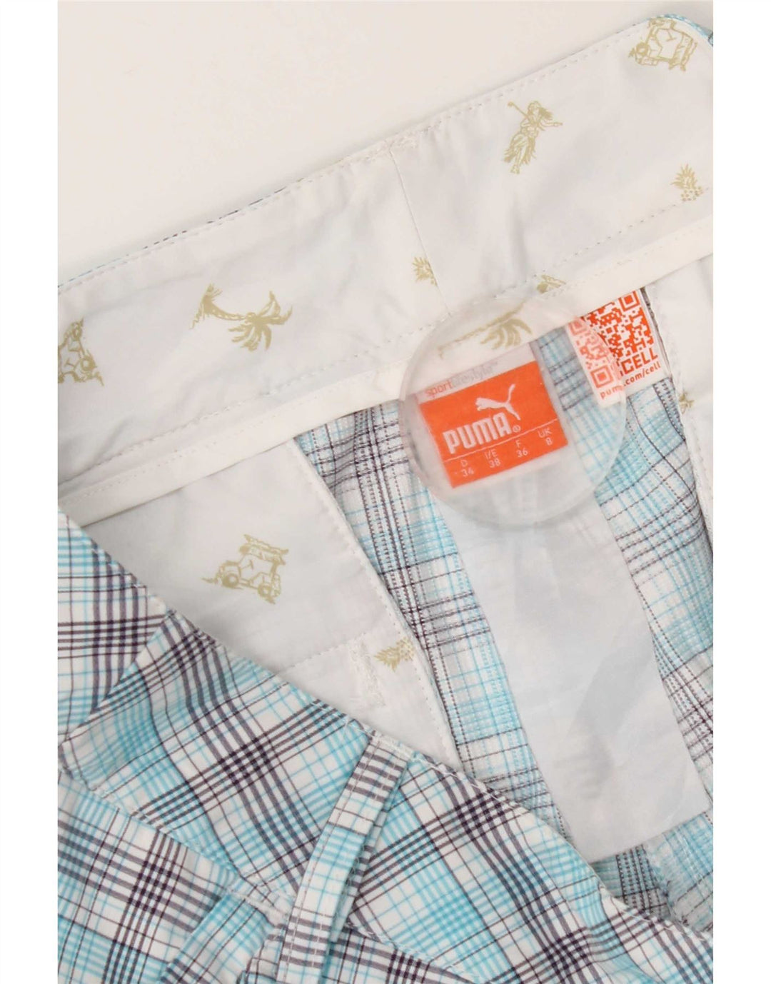 Puma Pantalones cortos chinos para hombre UK 8 Small W28 Blue Check