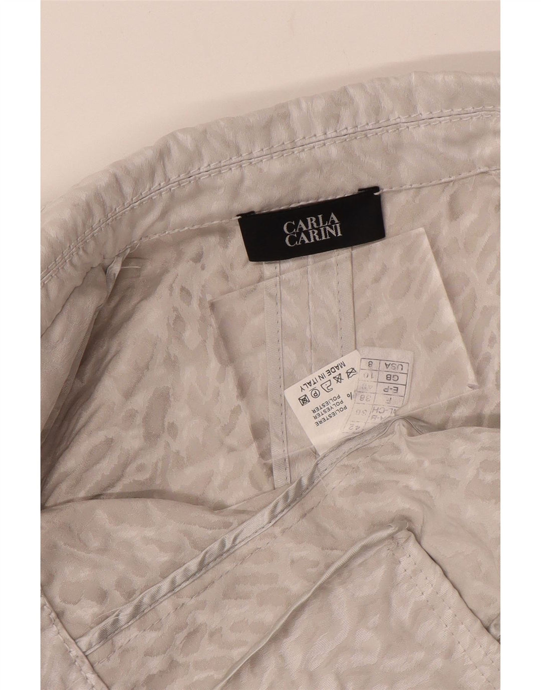 CARLA CARINI Cárdigan corto para mujer UK 10 Small Grey Animal Print