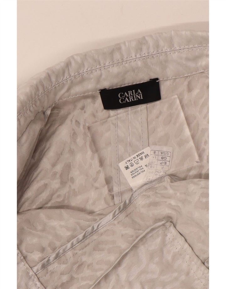 CARLA CARINI Cárdigan corto para mujer UK 10 Small Grey Animal Print