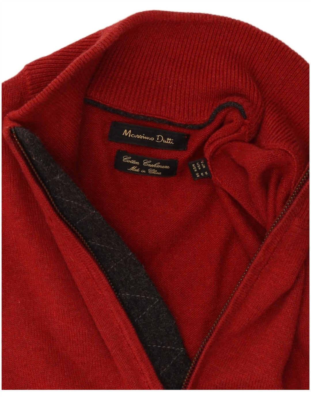 Massimo Dutti Hombre Jersey Con Cremallera En El Cuello Algodón Rojo Medio Colourblock
