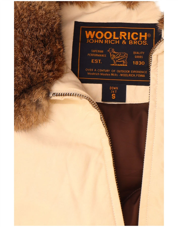 Woolrich Chaqueta acolchada para mujer UK 10 Small Beige Cotton