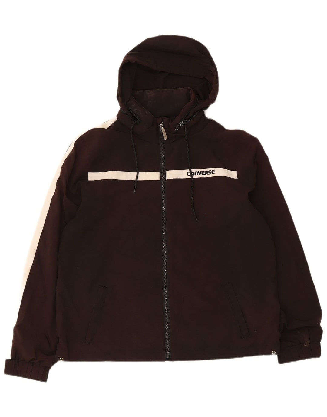Chaqueta cortavientos con capucha para mujer Converse UK 40 Medium Black Colourblock