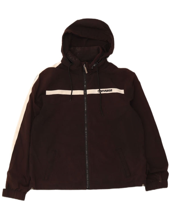 Chaqueta cortavientos con capucha para mujer Converse UK 40 Medium Black Colourblock