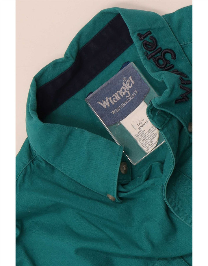 Wrangler Camisa con gráfico occidental para hombre Algodón verde grande