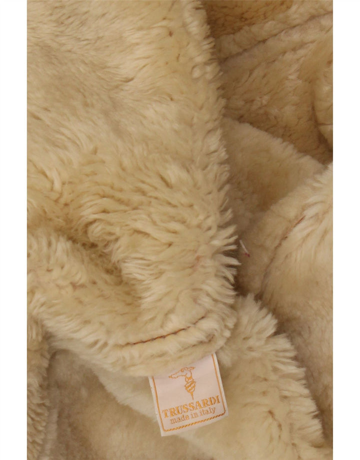 Trussardi Abrigo de piel de oveja para mujer ES 40 XL Cuero beige