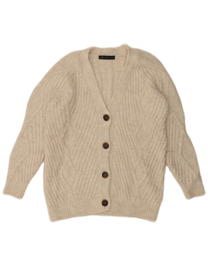 Marks & Spencer Suéter tipo cárdigan extragrande para mujer Reino Unido 10 Pequeño Acrílico beige