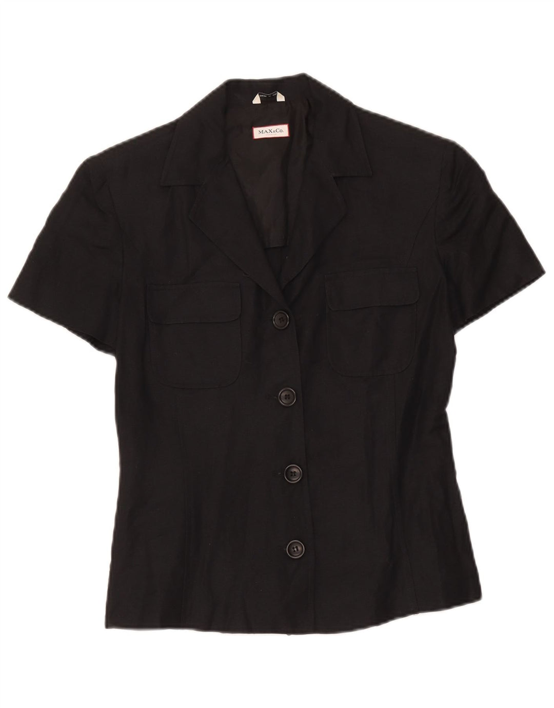 Max & Co. Chaqueta tipo blazer de manga corta con 3 botones para mujer, talla 40, color negro