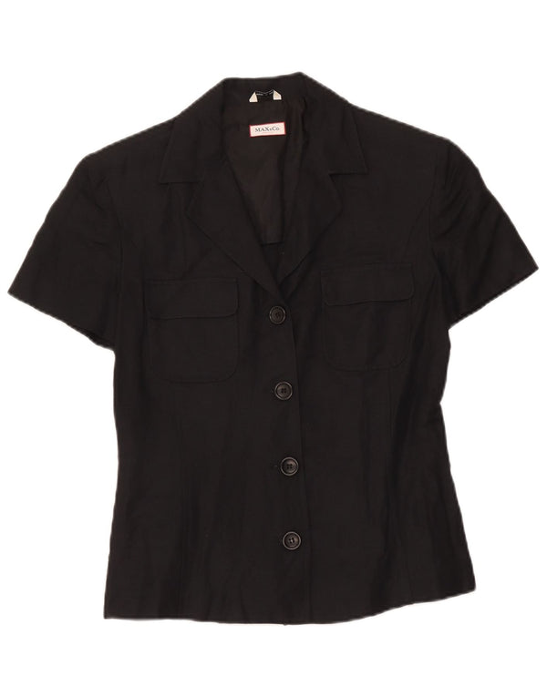 Max & Co. Chaqueta tipo blazer de manga corta con 3 botones para mujer, talla 40, color negro