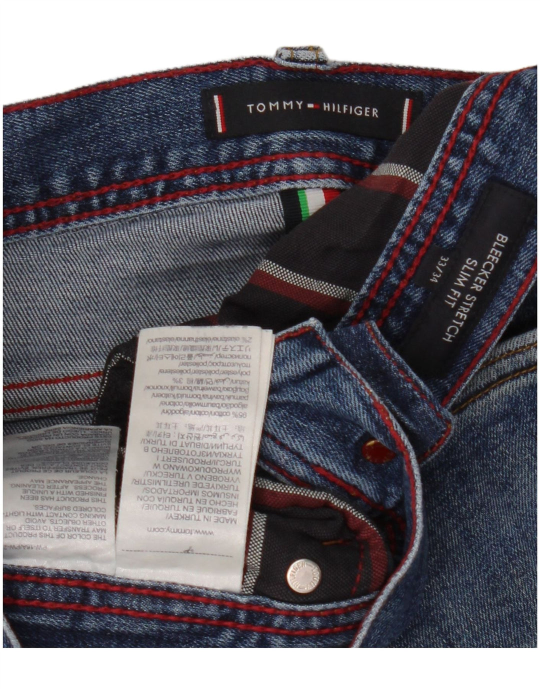 Tommy Hilfiger Vaqueros ajustados Bleecker para hombre W33 L34 Algodón azul