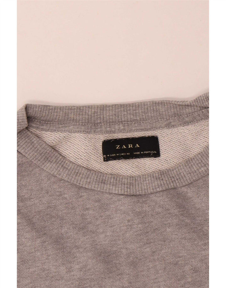 Zara Hombre Sudadera Jumper Algodón Moteado Gris Medio